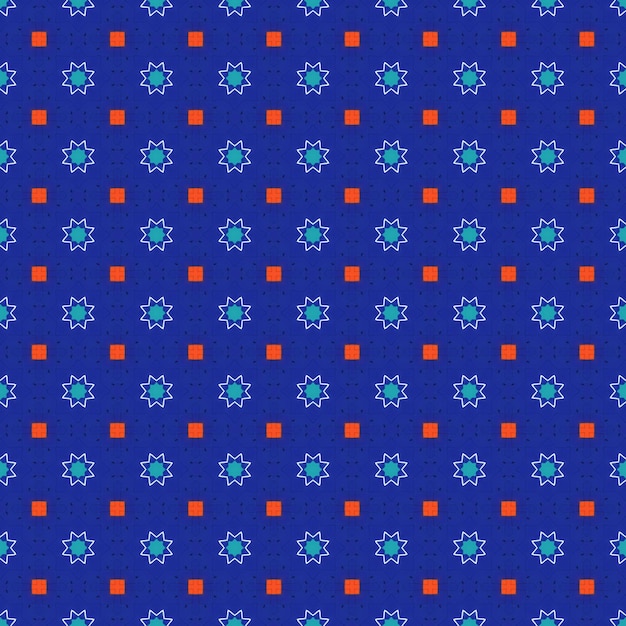 Photo blue and red pattern with a red flower