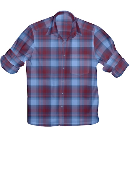 Photo the blue and red plaid shirt is made by the brand new.