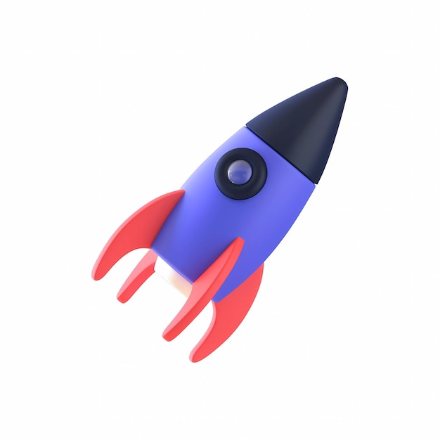 Photo a blue and red rocket shaped like a rocket