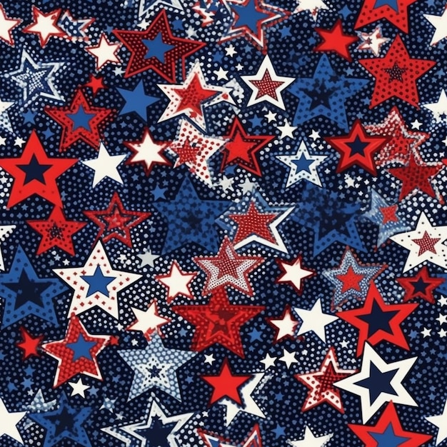 a blue and red stars background with dots and dots generative ai