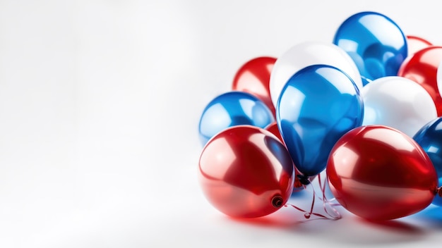 Blue red and white balloon on white background with copy space