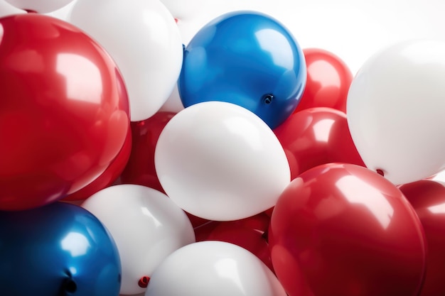 Blue red and white balloon on white background with copy space