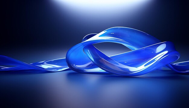 Blue ribbon 3d logo
