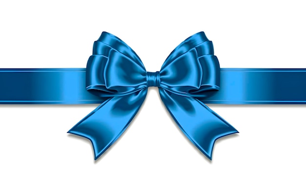 A blue ribbon bow on an isolated background