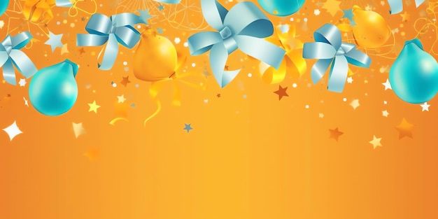 A blue ribbon and bow on an orange background