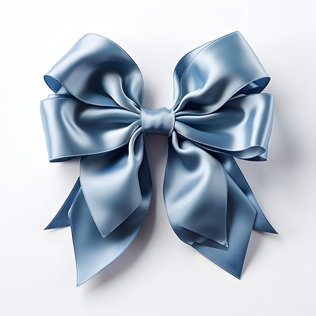 Blue Ribbon Isolated on White Background Single Gift Bow
