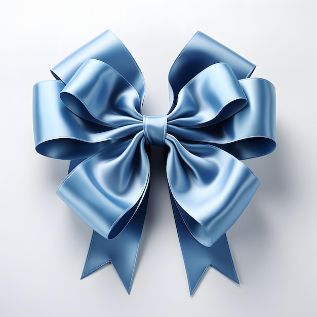 Blue Ribbon Isolated on White Background Single Gift Bow