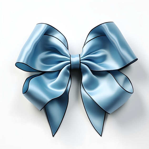 Blue Ribbon Isolated on White Background Single Gift Bow