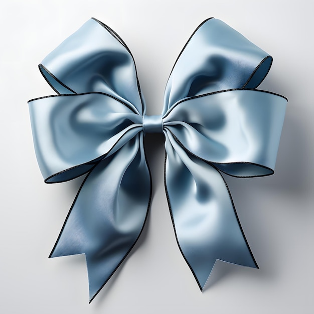 Blue Ribbon Isolated on White Background Single Gift Bow