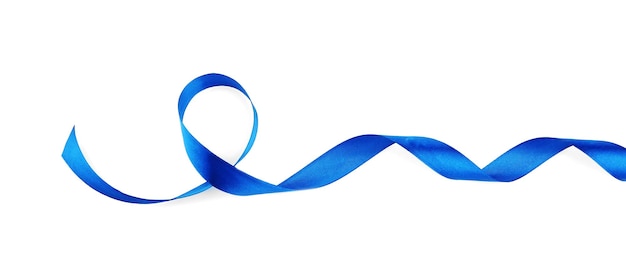 Blue ribbon on white background