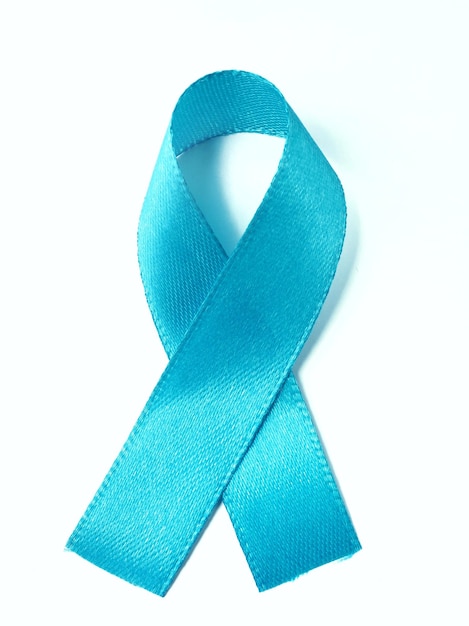 Blue ribbon on a white background