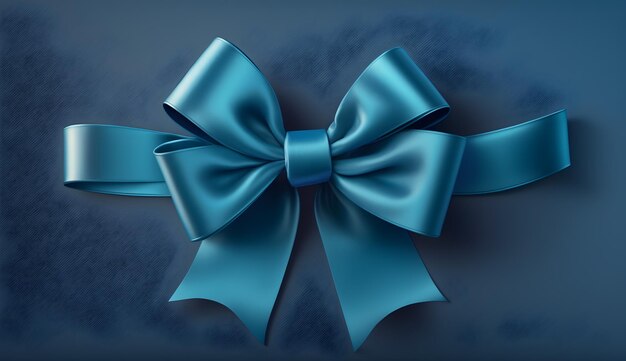 A blue ribbon with a bow on it