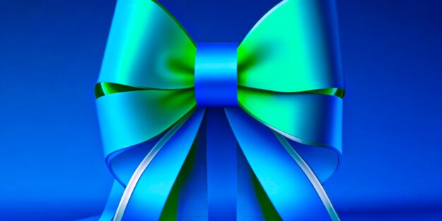 A blue ribbon with a green ribbon on it