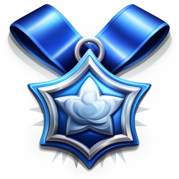 a blue ribbon with a star on it