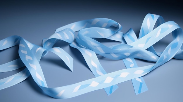 Photo blue ribbons on blue background