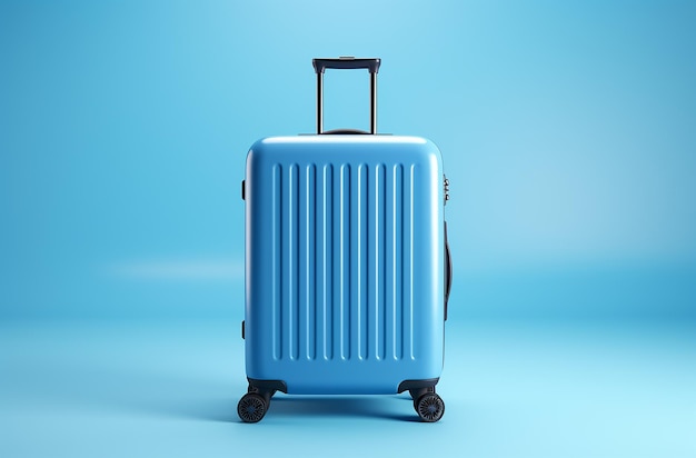 Blue Ripe Trolley Suitcase on Blue Background