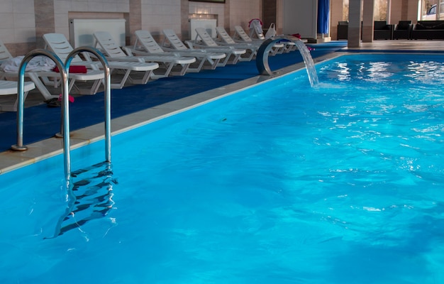 blue ripped water in swimming pool