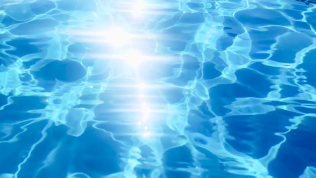 Blue Ripple Water Background, Swimming Pool Water Sun Reflection 