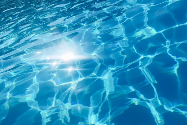 Blue Ripple Water Background, Swimming Pool Water Sun Reflection 