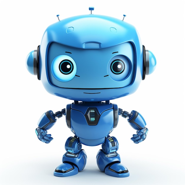 blue robot walking straight