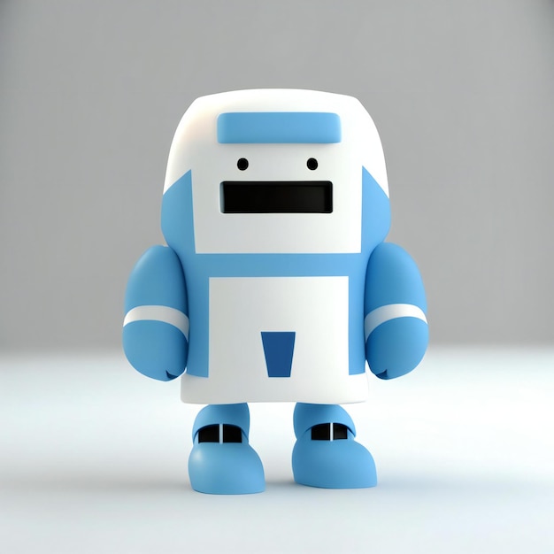 a blue robot with a white robot on its back.