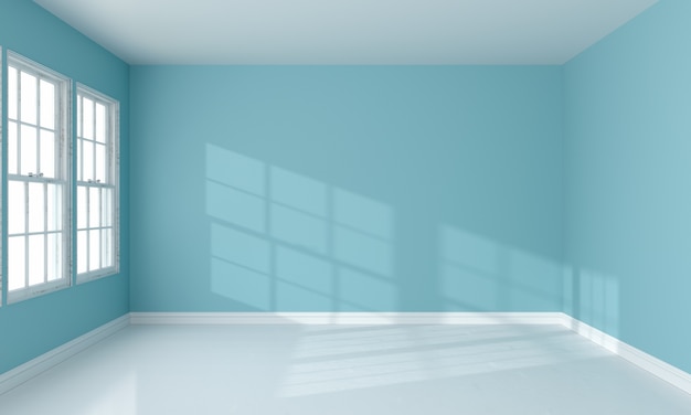 Photo blue room interior 3d rendering