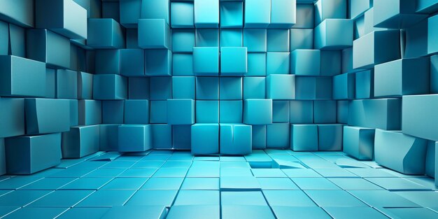 A blue room with blue blocks on the walls stock background