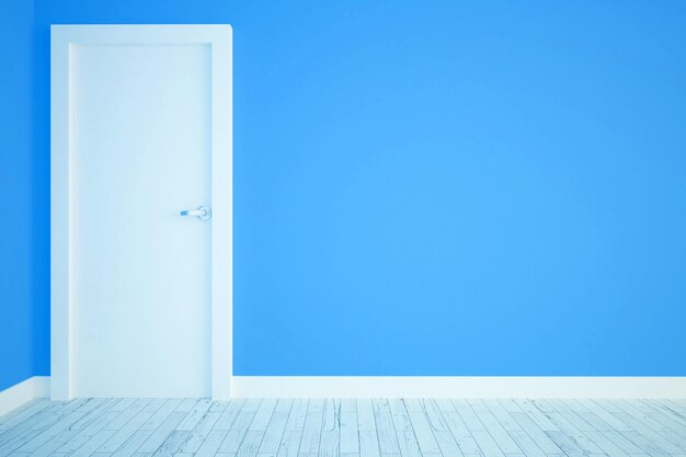 Blue room with white door