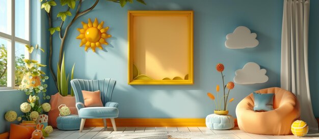 Blue Room With Yellow Frame