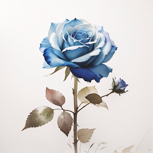 Blue rose flower background watercolor botanical illustration spring season