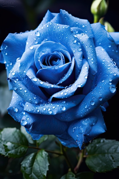 Blue Rose on Green Leafy Background The Perfect Nature's Gift for Love Weddings Birthdays