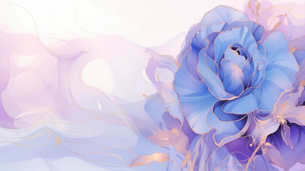 Blue rose pattern alcohol ink artworks transparent watercolor wallpaper background decoration