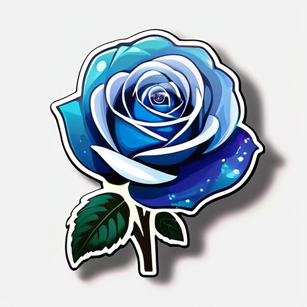 Photo blue rose sticker with ai generative