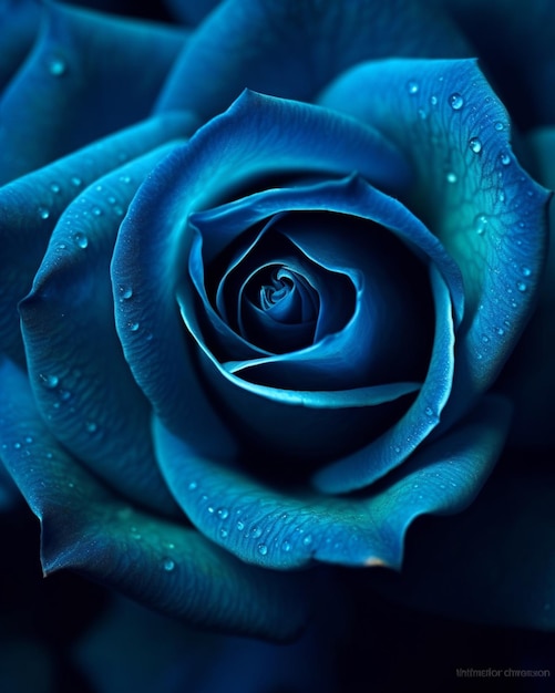 A blue rose with water droplets on it