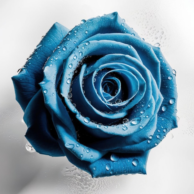 Photo blue rose with water drops