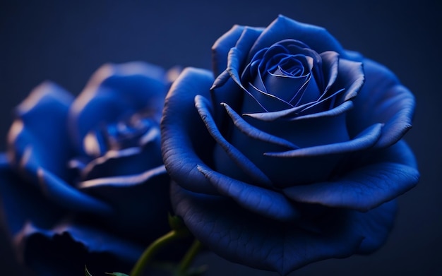 Blue roses in the dark background