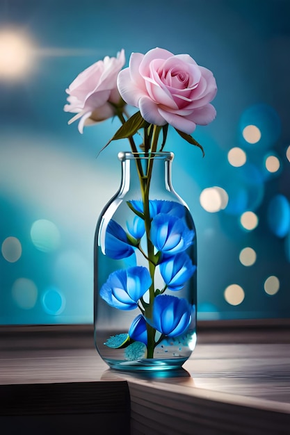 Blue roses in a vase