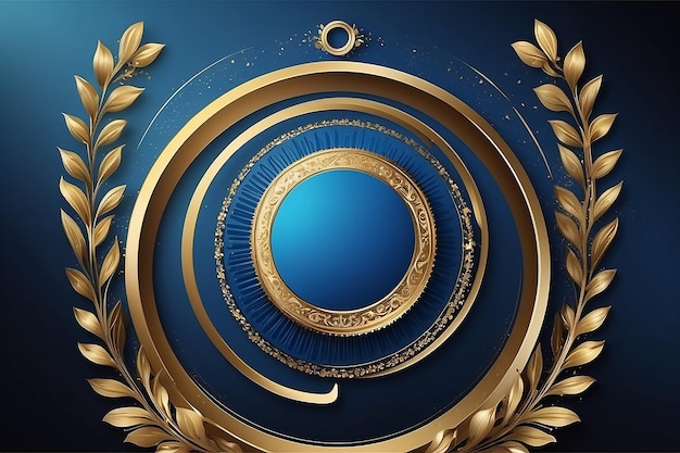 Фото Голубой круглый и золотой фон награды современное и элегантное празднование элегантное золотое кольцо награды фон для запоминающегося празднования