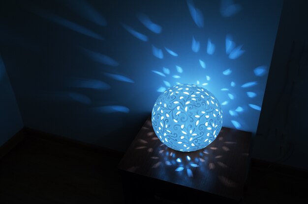 Blue Round table lamp night light included