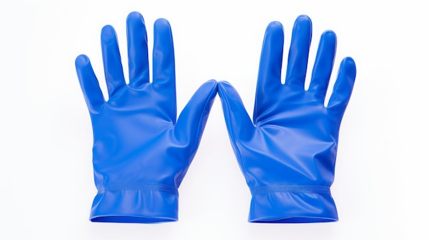 Photo blue rubber gloves on a white background