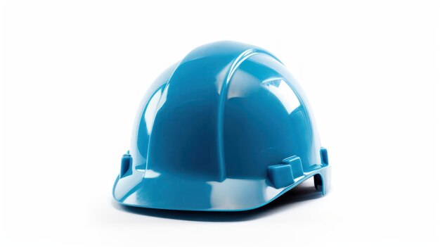 Blue safety helmet isolated on white