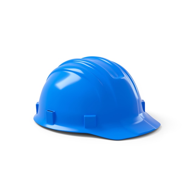 blue safety helmet on white background. 3D rendering