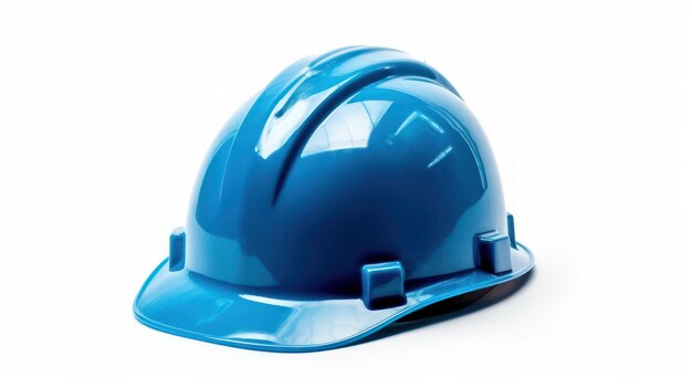 blue safety helmet on white background