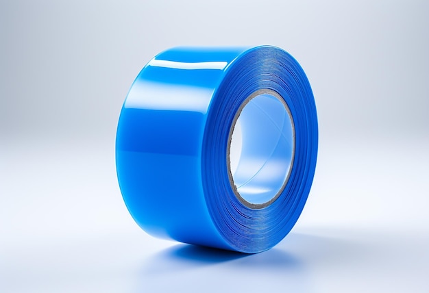 Blue Safety Plastic Tape on White Background