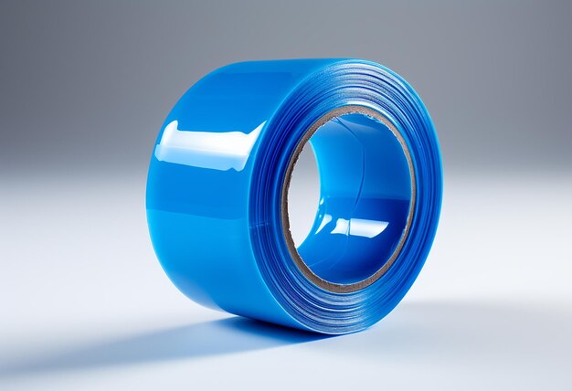 Blue Safety Plastic Tape on White Background