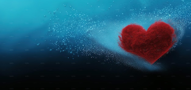 Foto cuore di sabbia blu felice giorno di san valentino sfondo luminoso bluato ai generato