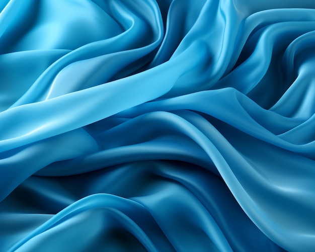 blue satin fabric with folds and folds