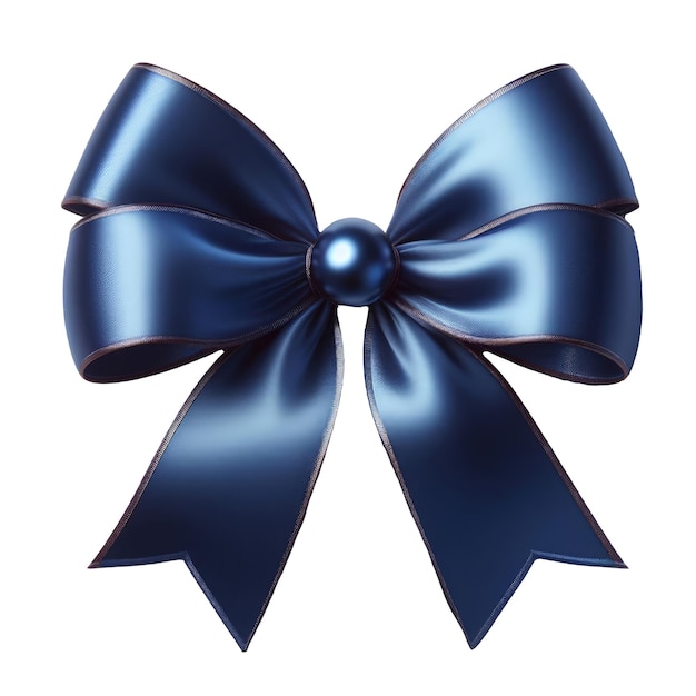 Blue satin silky bow isolated