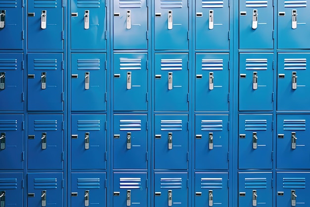 Blue school lockers student lockers in the style of american schools ai