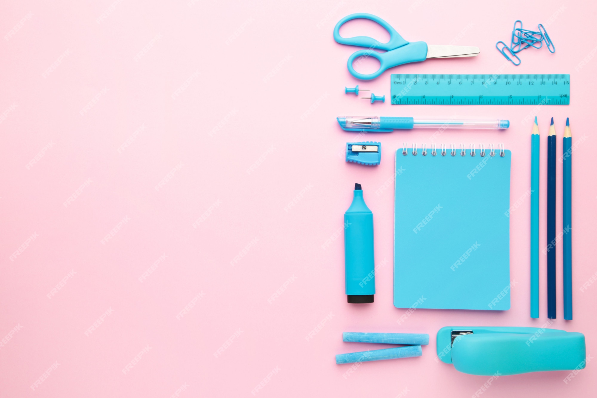 Premium Photo  School supplies with notebook on pink background. back to  school. flat lay. top view